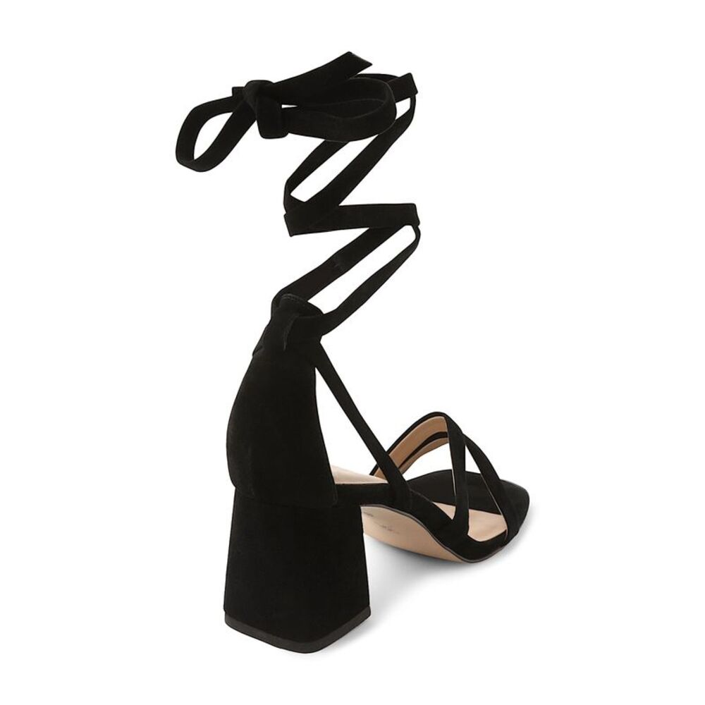 BCBG MAXAZRIA Womens Black Flexible OutDeena Square Toe Block Heel Sandals 5